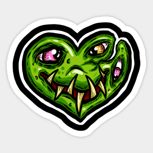 Zombie Heart Smile Eyes Green Valentines Day Sticker